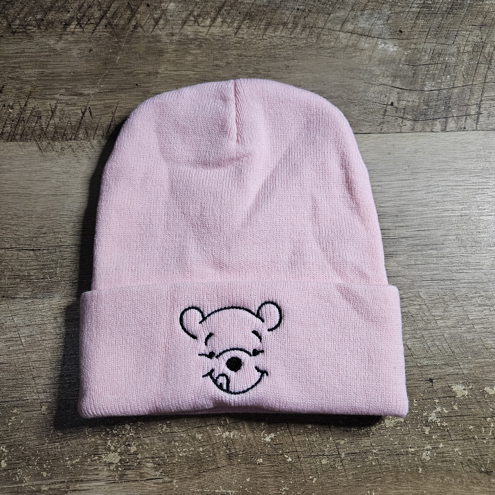 New Pink Embroidered Winnie The Pooh Bear Beanie